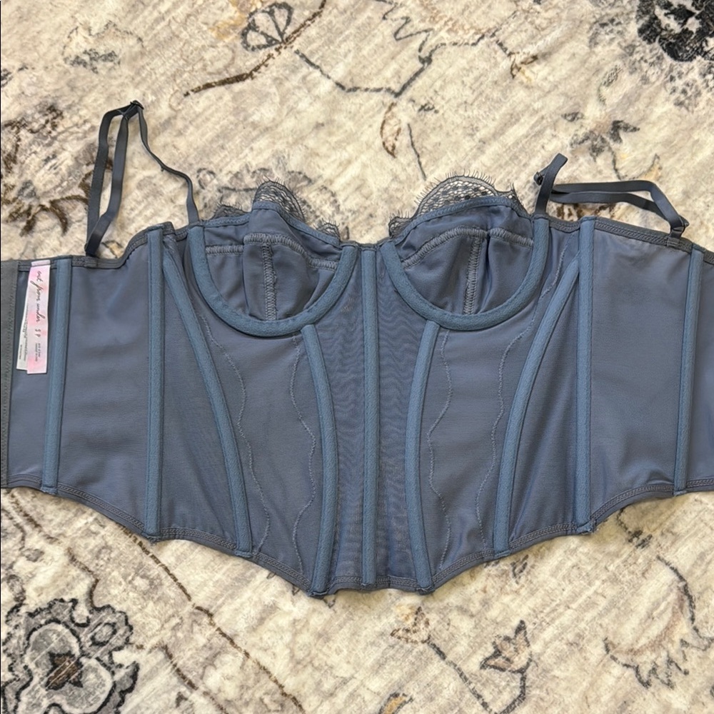 Out From Under flocked floral Corset Top - Picture 4 of 5
